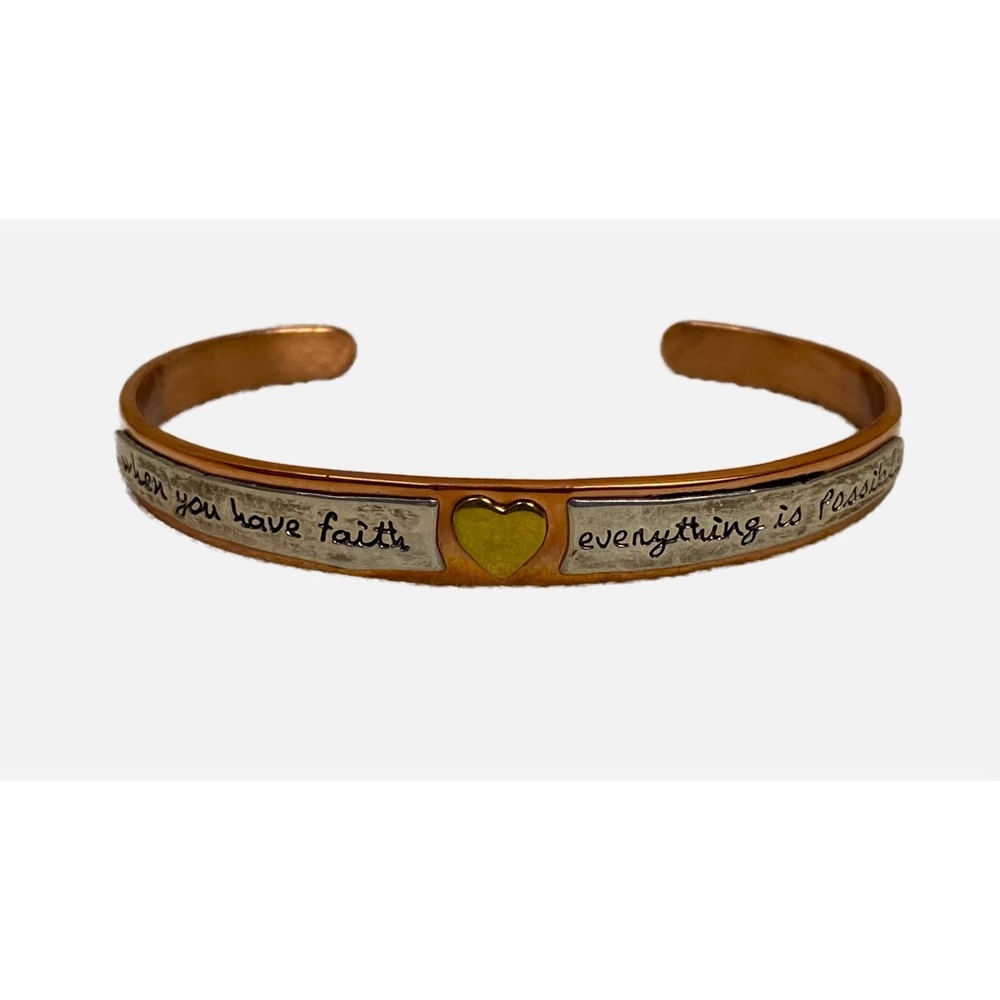 Far Fetched mixed metals Faith Inspirational Cuff Bracelet